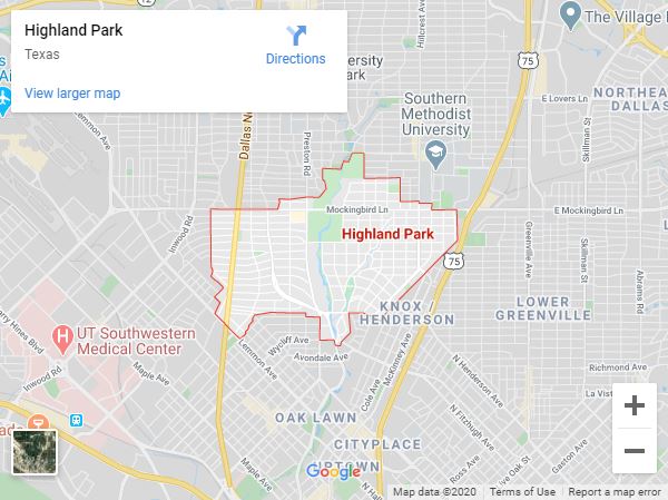 Highland Park Tx Map